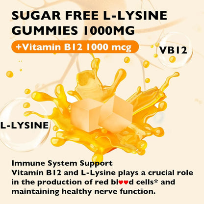 Gomitas De L-lisina 1000mg Y Vitamina B12 1000mcg Veganas Sin Gluten