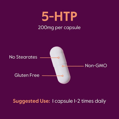 Cápsulas De 5 HTP 200mg 240 Unidades Puro Sin Aditivos Apoyo Animo Y Sueño
