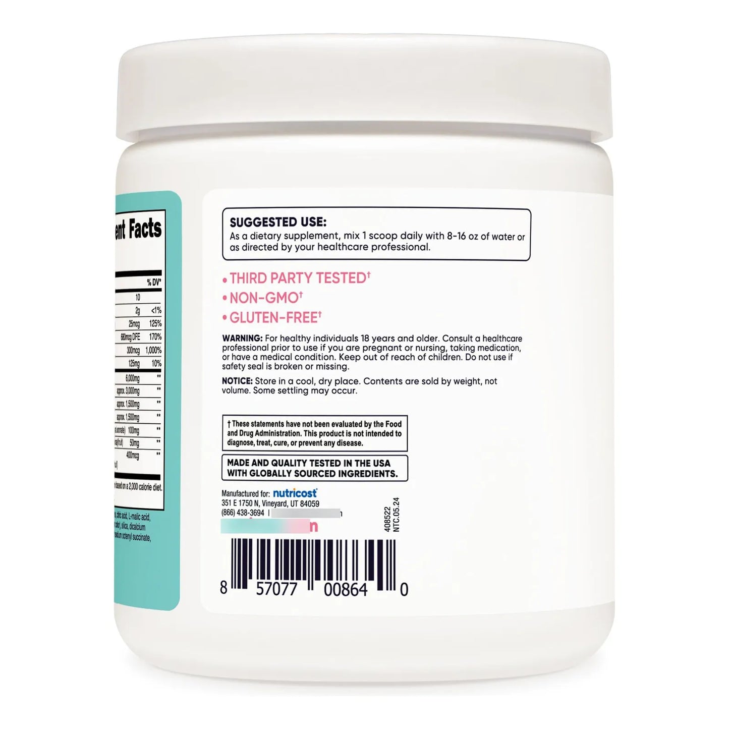 BCAA Para Mujer Limonada De Fresa 30 Porciones Sin Gluten Y Sin Omg
