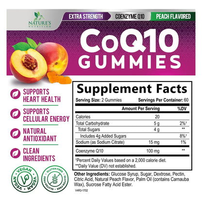 Gomitas CoQ10 100 Mg Antioxidantes Salud Cardíaca Y Energía 120 Unidades