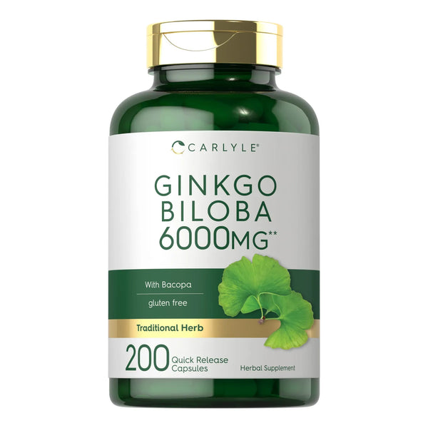 Ginkgo Biloba 6000 Mg 200 Cápsulas Máxima Potencia Suplemento Cognitivo