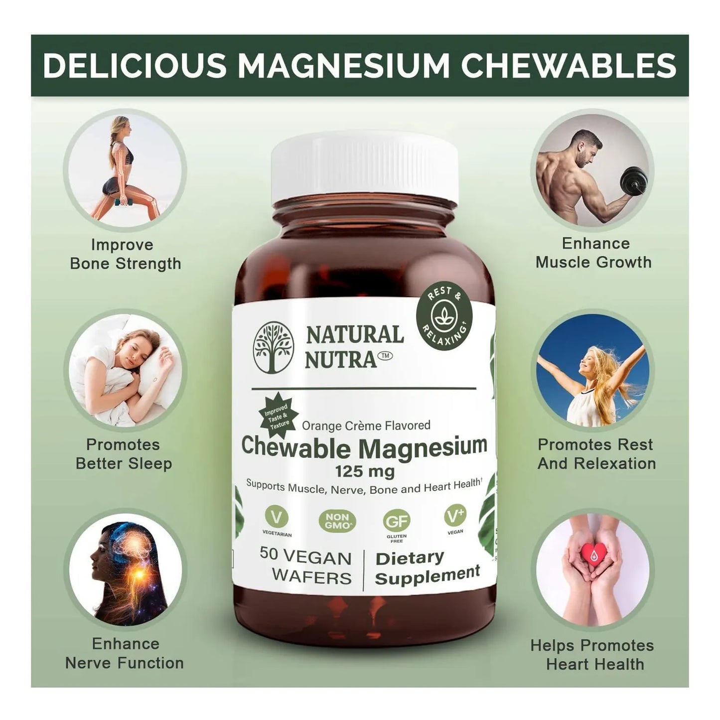 Suplemento De Magnesio Masticable Citrato Y Quelato Para Mejor Sueño Y Salud Muscular 125 Mg