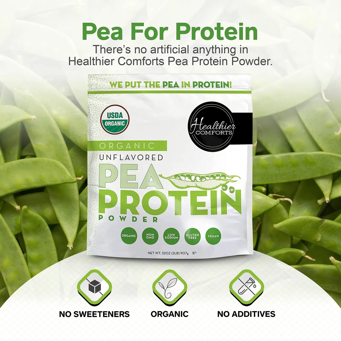 Proteina De Guisante En Polvo 100 Vegetal Bajo En Sodio Vegana Sin Gluten