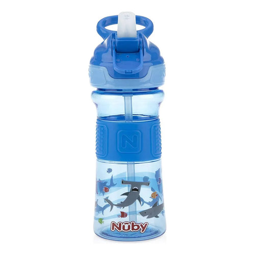 Botella De Agua Para Niños Con Boquilla Suave Diseño Tiburón 12 Onzas