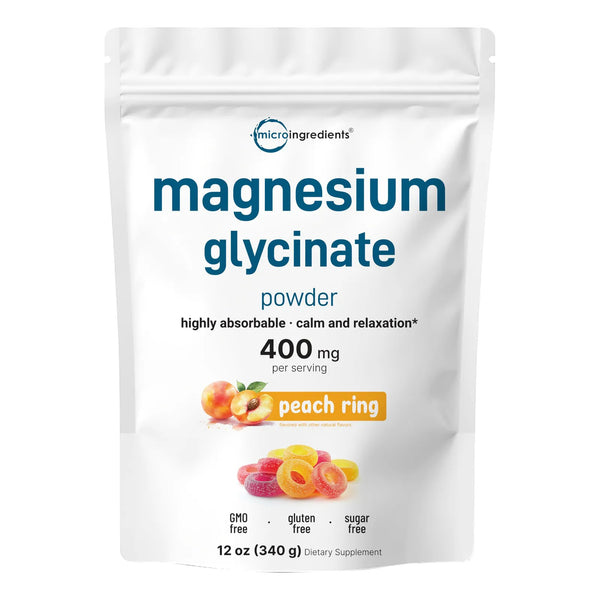 Glicinato De Magnesio 400 Mg Polvo Sabor Melocotón 340 Gramos Alta Absorción