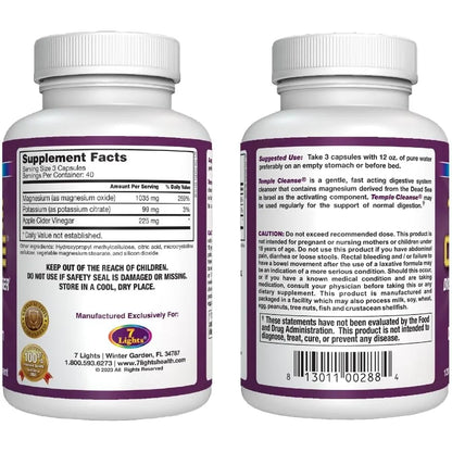 Paquete 3 Unidades Temple Cleanse Limpiador Colon Magnesio Oxigeno Desintoxicacion
