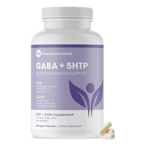 Pure 5 HTP Plus GABA Suplemento Para Sueño Estado De Ánimo Y Estrés 60 Cápsulas