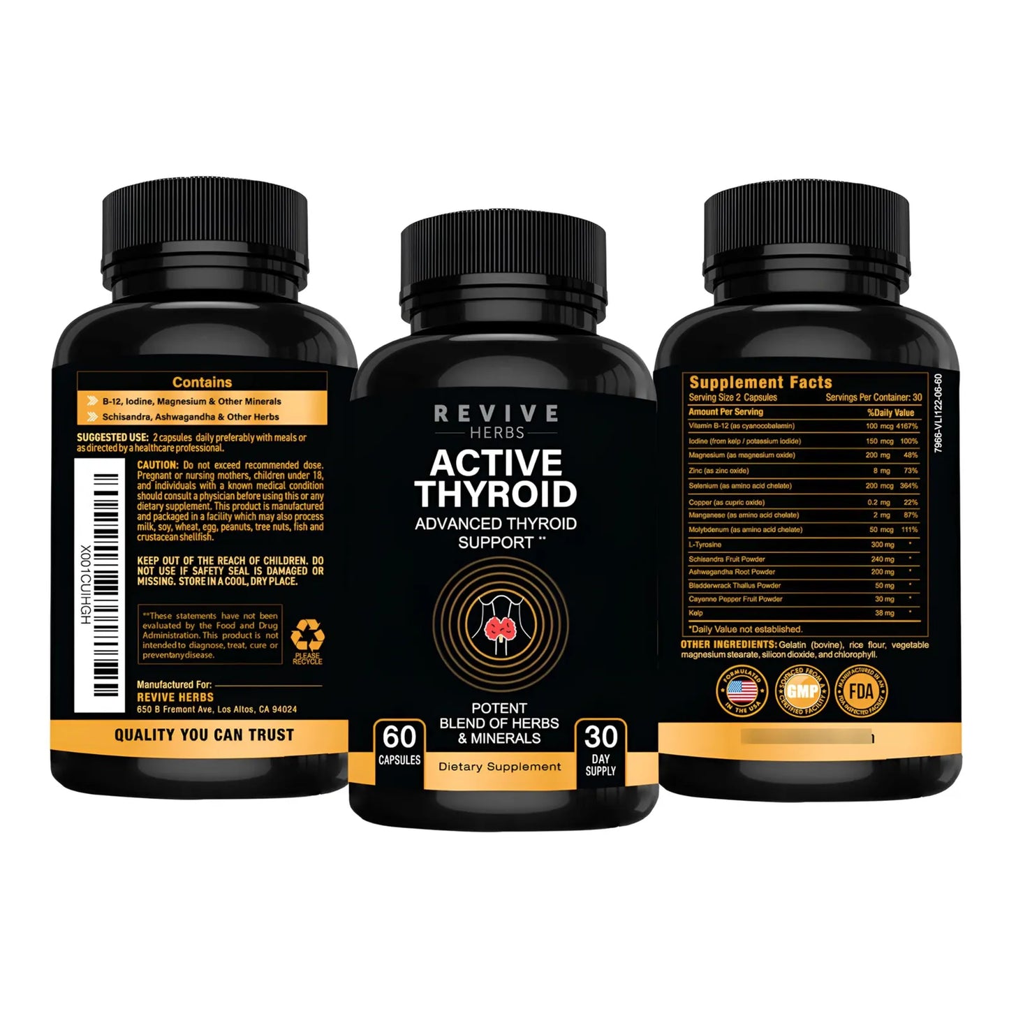 Suplemento Tiroideo Natural Con Ashwagandha Yodo Selenio Magnesio Zinc Y B12 60 Capsulas