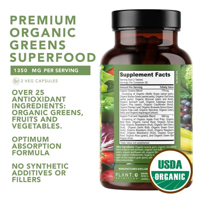 Supergreens Orgánicos En Cápsulas Antioxidantes Vegano Sin Gluten