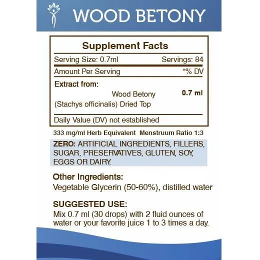 Extracto Líquido De Betony De Madera Sin Alcohol 60 Ml Alta Potencia