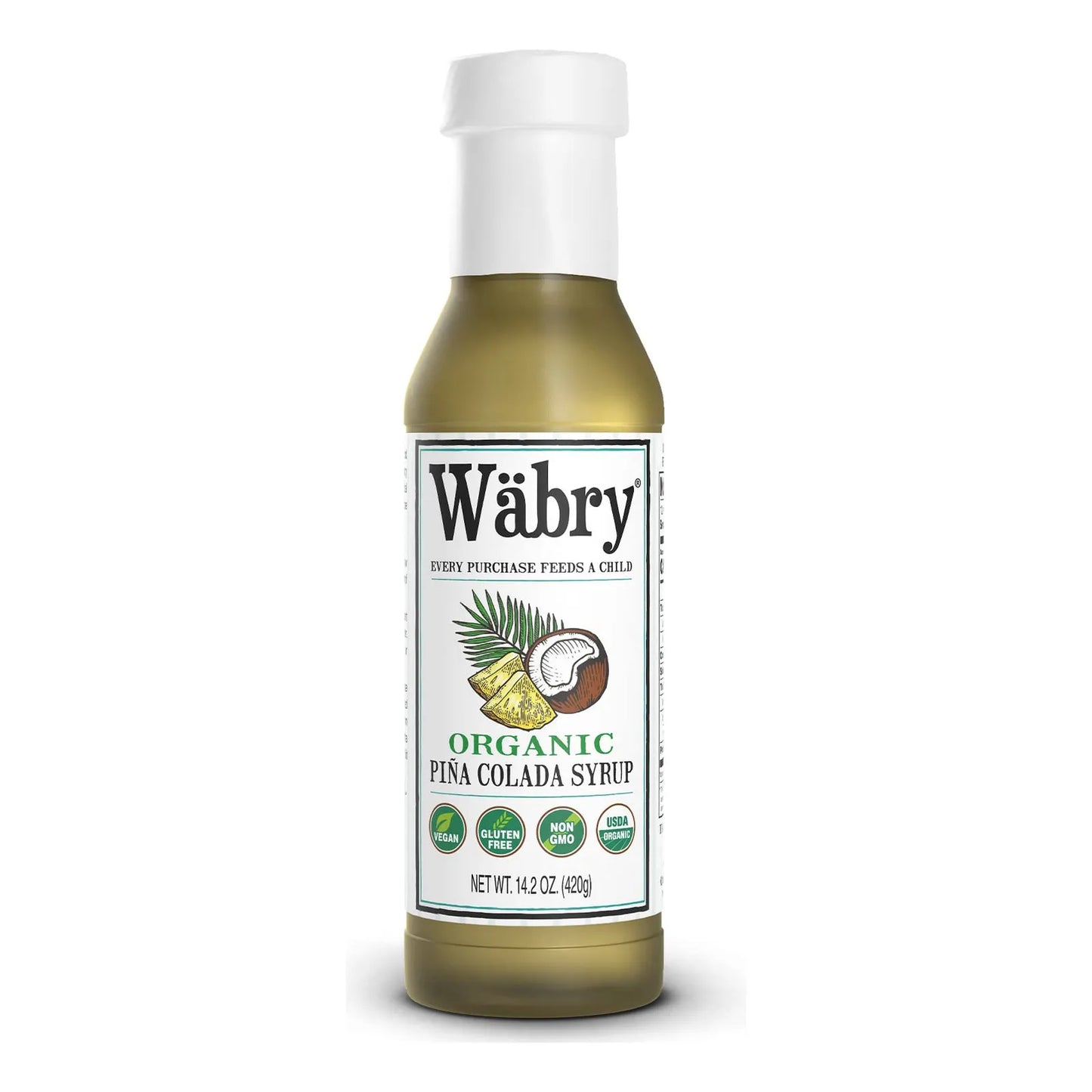 Jarabe Organico De Piña Colada Wäbry 400 Ml Sabor Natural Sin OMG Vegano