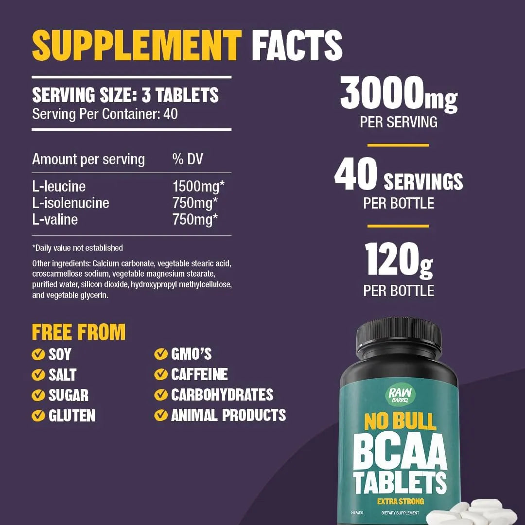 BCAA Extra Fuerte 1000 Mg 2 1 1 120 Tabletas Aminoácidos Musculares