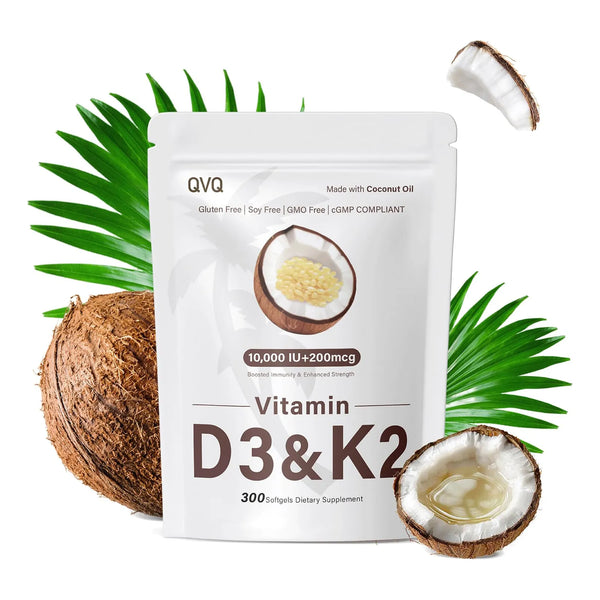 Aceite De Coco Virgen 300 Capsulas Blandas Con Vitamina D3 K2 10000 Ui