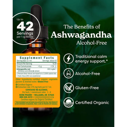 Extracto Liquido Organico De Ashwagandha Sin Alcohol Soporte Animo Vegano