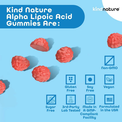 Gomitas De Ácido Alfa Lipoico 600 Mg Veganas Sin Azúcar Sabor Bayas