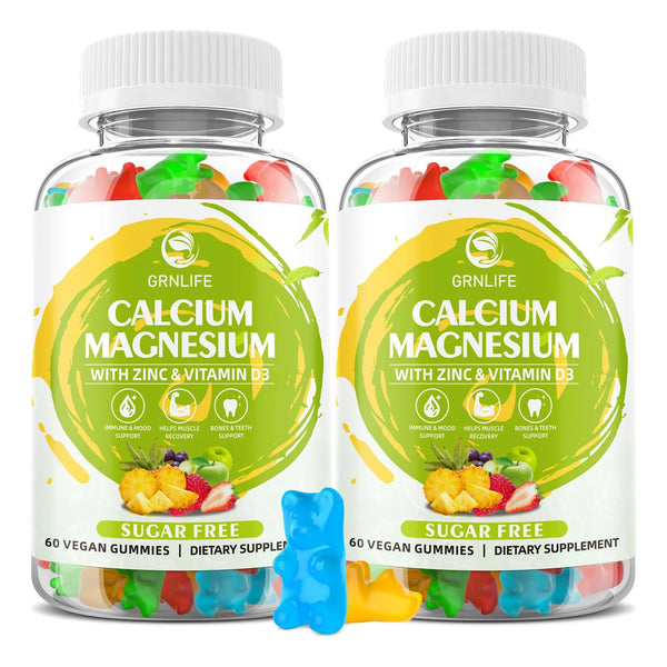 Gomitas De Calcio Magnesio Zinc Vitamina D3 Salud Ósea Muscular Sin Azúcar