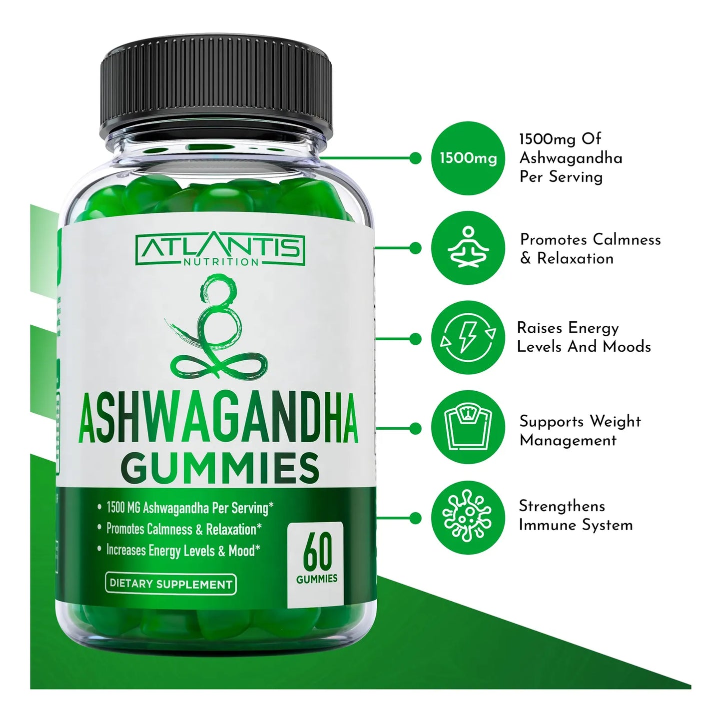 Gomitas Ashwagandha 1500 Mg Calma Estado De Ánimo Energía Y Sueño