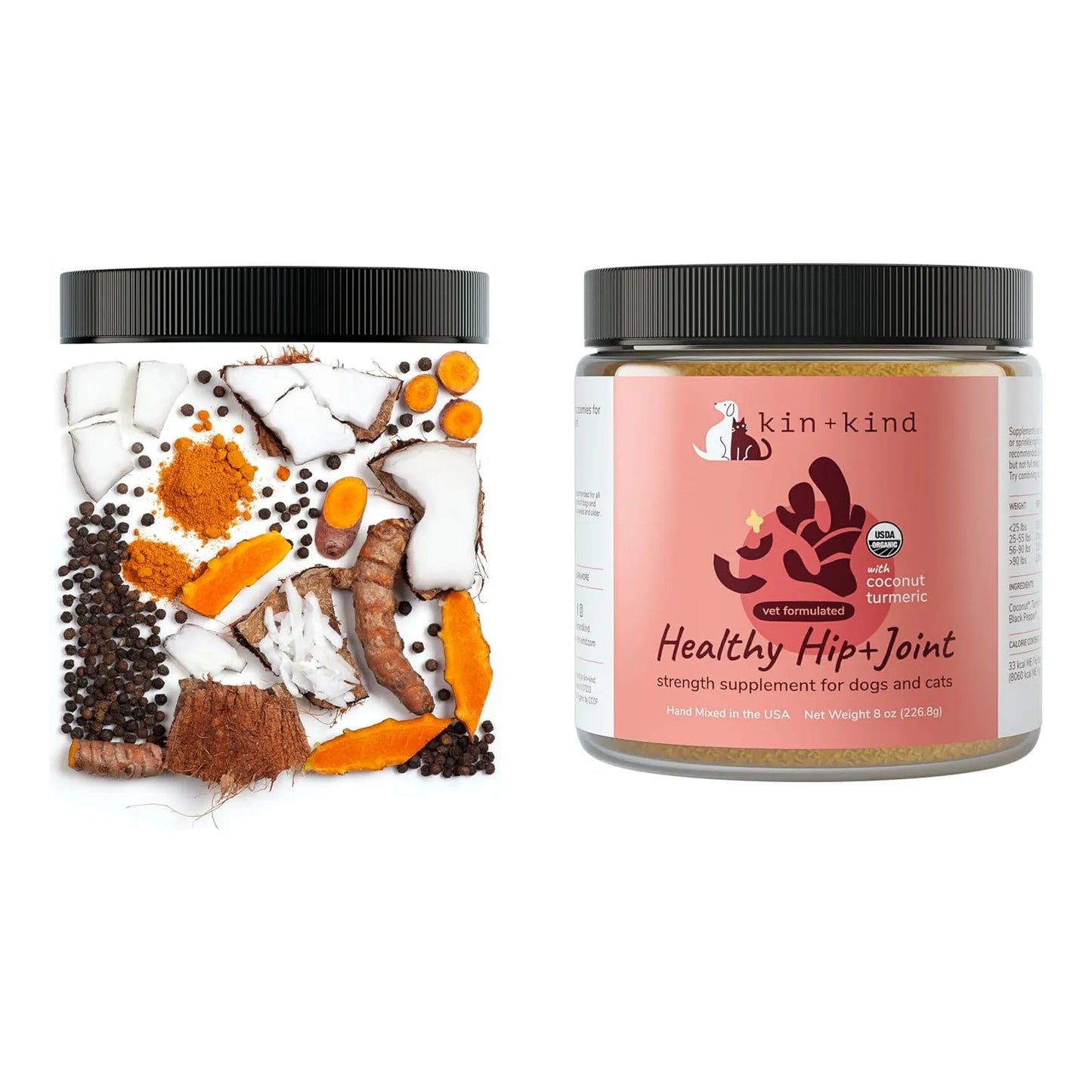 Suplemento Orgánico Articulaciones Perros Gatos Con Cúrcuma Y Pimienta Negra USDA Organic