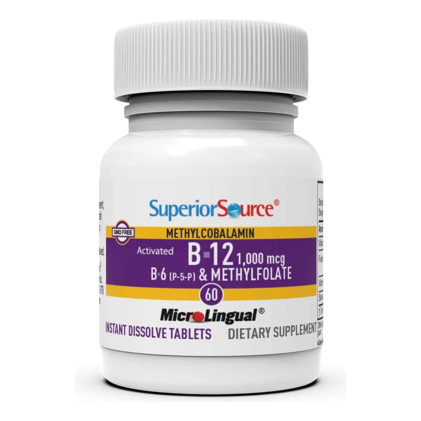 Vitamina B12 Metilcobalamina 1000 Mcg Con B6 Y Metilfolato 60 Tabletas Sublinguales