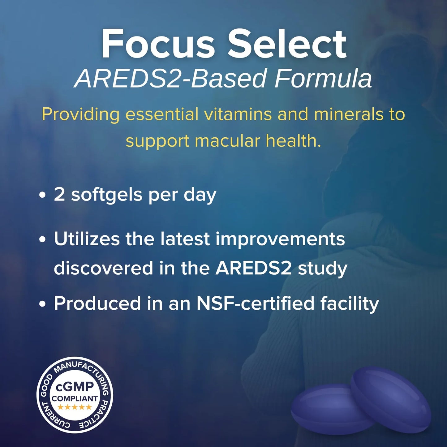 Focus Select AREDS2 Suplemento Vitaminas Y Minerales Para Ojos 180 Capsulas