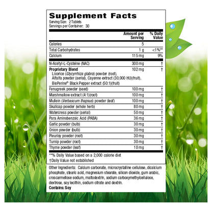 Natures Secret Apoyo Respiratorio Y Defensa 60 Tabletas Con NAC Para Pulmones Saludables