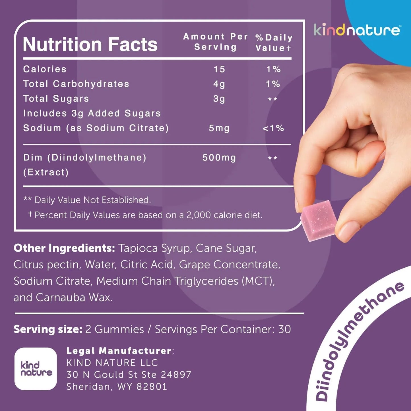 Gomitas DIM 100 Mg Sabor Uva Equilibrio Hormonal Natural Vegano Sin Gluten