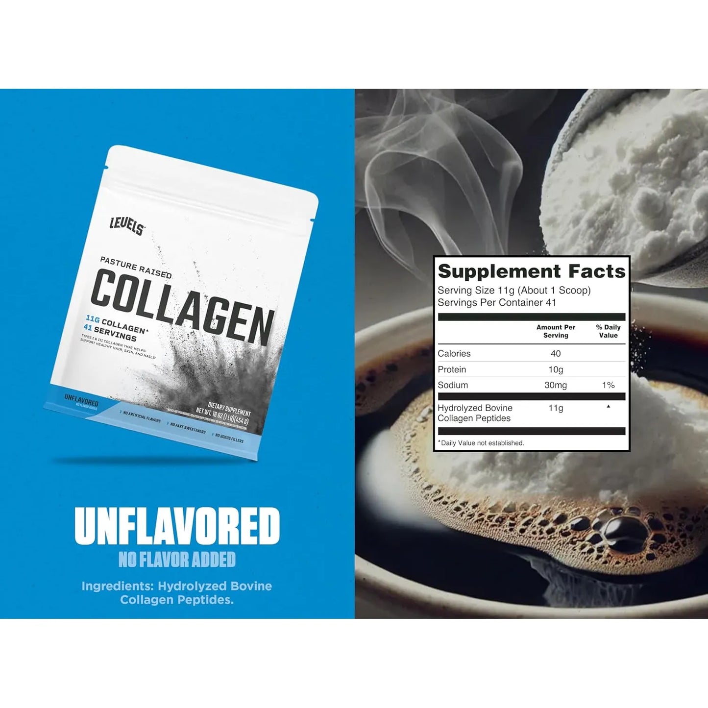 Péptidos De Colágeno Sin Sabor Levels 1 Lb Hidrolizado Para Piel Y Articulaciones