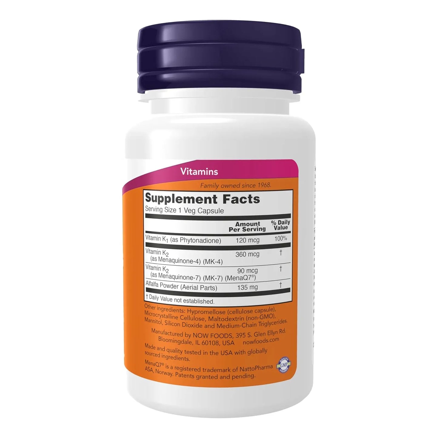 Mk 7 Plus Con K1 Y Mk4 Para Salud Osea 90 Capsulas Vegetales Now Foods