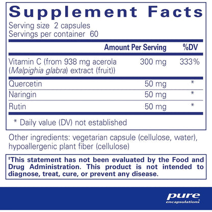 Vitamina C Natural Con Bioflavonoides De Acerola 120 Capsulas Pure Encapsulations