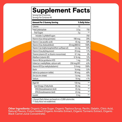 Gomitas Multivitamínicas Infantiles Con Omega 3 DHA EPA 80 Unidades
