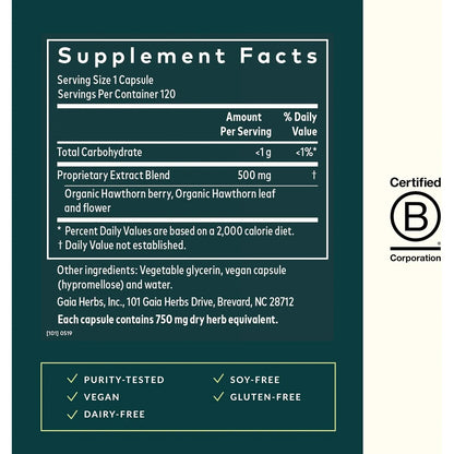 Bayas De Espino Para Salud Del Corazón 120 Cápsulas Apoyo Cardiovascular Natural