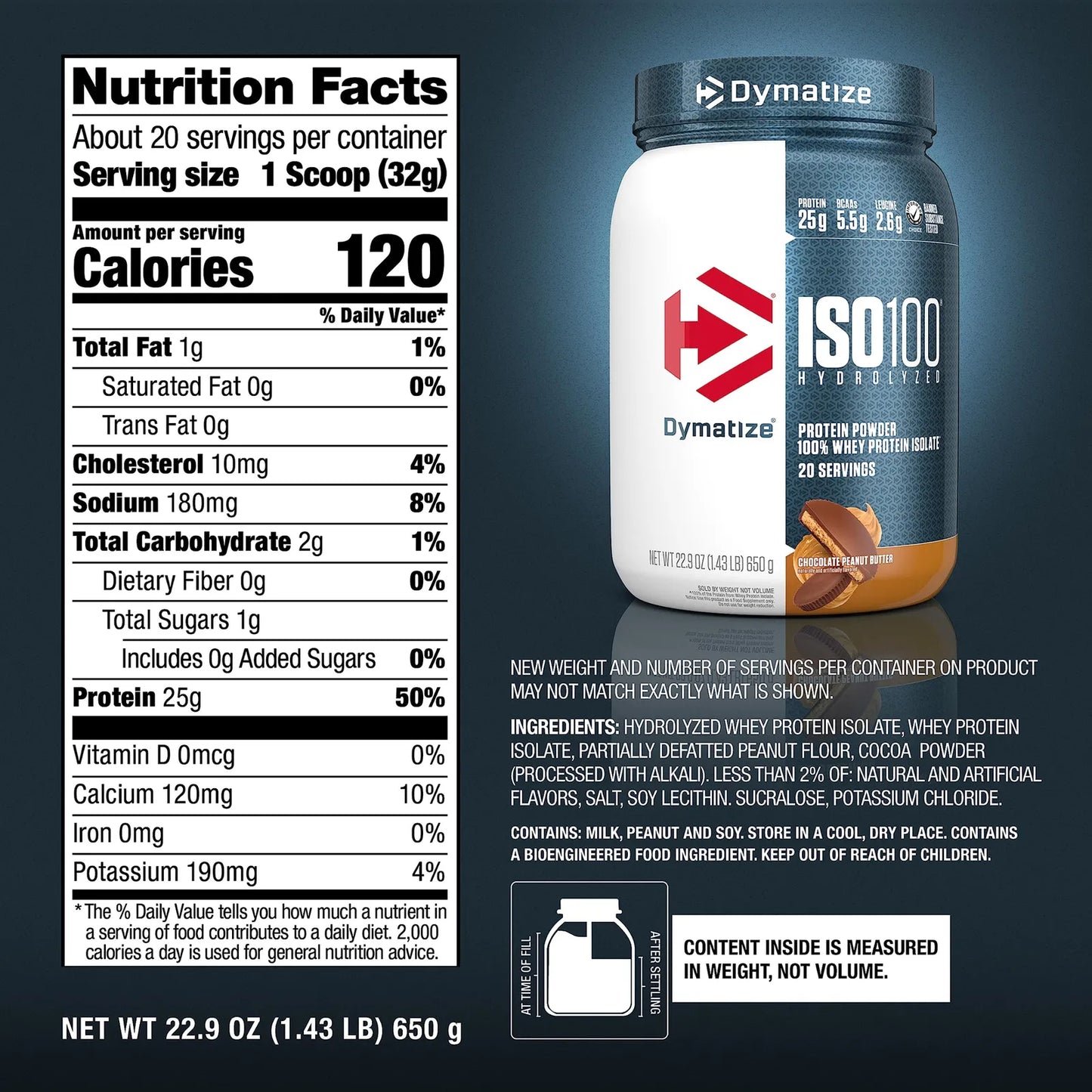 Proteína De Suero ISO100 25g Aislado Hidrolizado Sabor Mantequilla Maní Chocolate