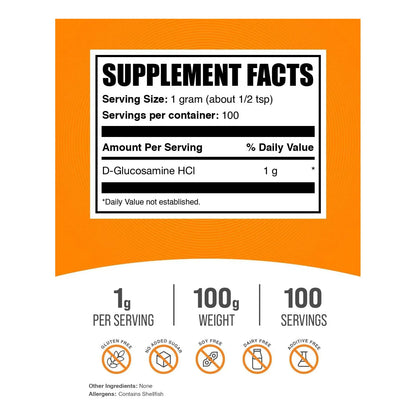 Glucosamina HCl Polvo 1000 Mg Soporte Articulaciones Sin Gluten 100 G