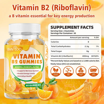 Gomitas De Vitamina B2 Riboflavina 400 Mg Para Niños Y Adultos Alivio Migraña Veganas