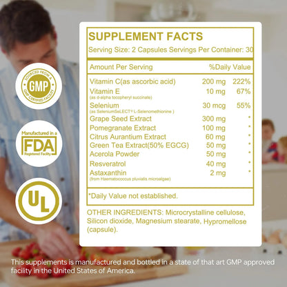 Cell Antiox+ Suplemento Antioxidante Con Extracto De Semilla De Uva Y Vitaminas 60 Cápsulas