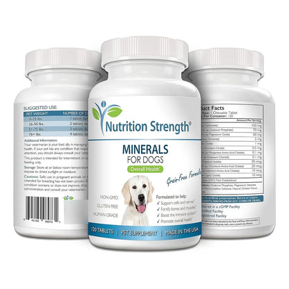 Minerales Esenciales Para Perros Nutrición Strength 120 Tabletas Huesos Nervios