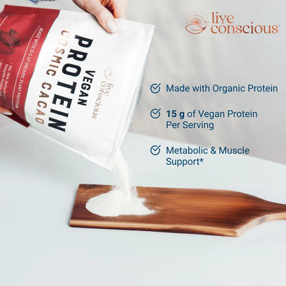 Proteína De Guisante Orgánico En Polvo Sabor Chocolate Live Conscious 17 Onzas