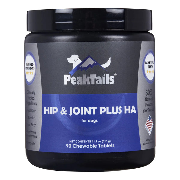 PeakTails Hip Joint Plus HA Para Perros 90 Tabletas Salud Articular Glucosamina MSM