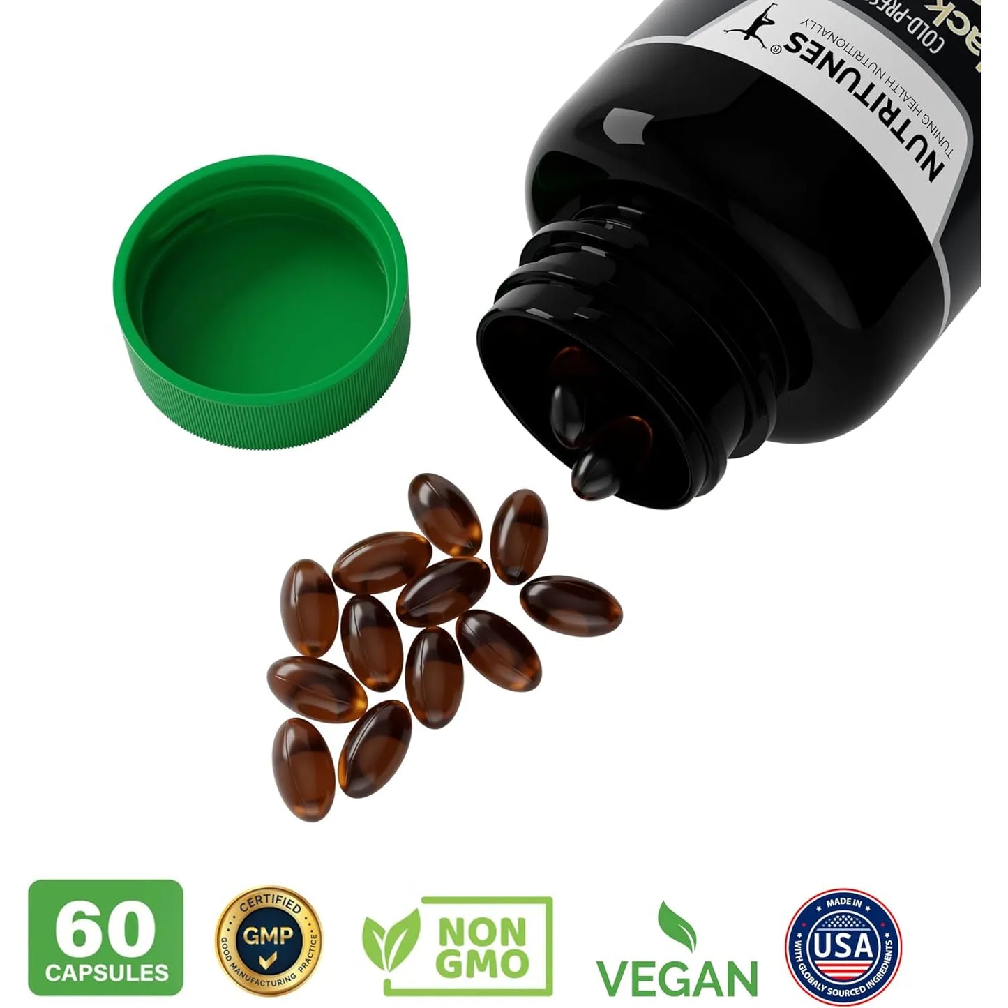 Aceite De Semilla De Comino Negro 1000 Mg Prensado En Frio Suplemento Vegano Para Salud Inmune Y Digestiva
