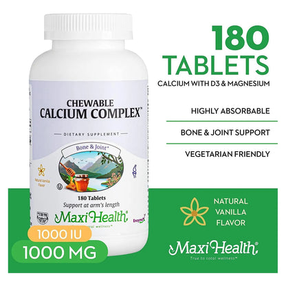 Complejo Masticable De Calcio 1000 Mg Con Vitamina D3 1000 U Soporte Huesos Y Dientes 180 Tabletas