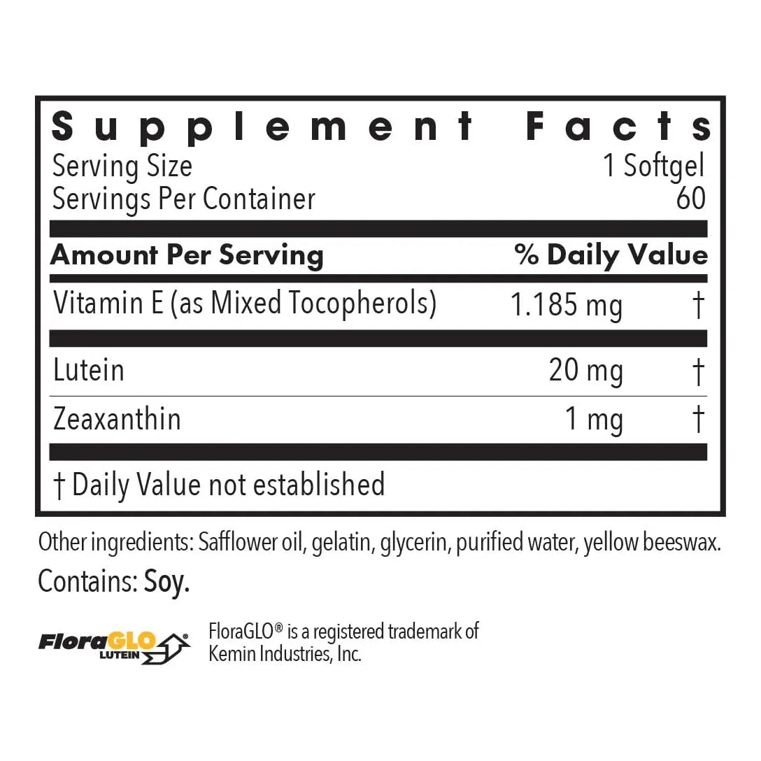 Luteína 20 Mg Protección Ocular Y Cerebral Contra Luz Azul 60 Cápsulas