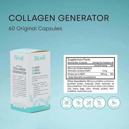 Generador De Colágeno 60 Cápsulas Complejo Patentado Ch Osa Piel Cabello Uñas