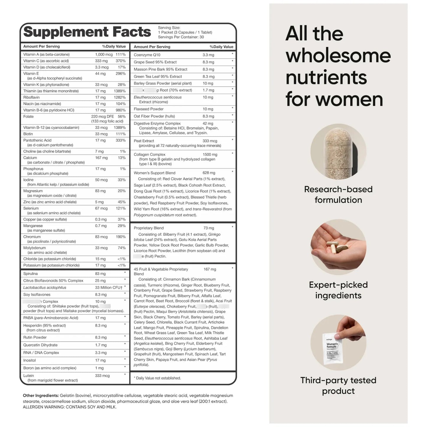 Multivitaminico Femenino Complejo 106 Nutrientes Cabello Piel Uñas Energia