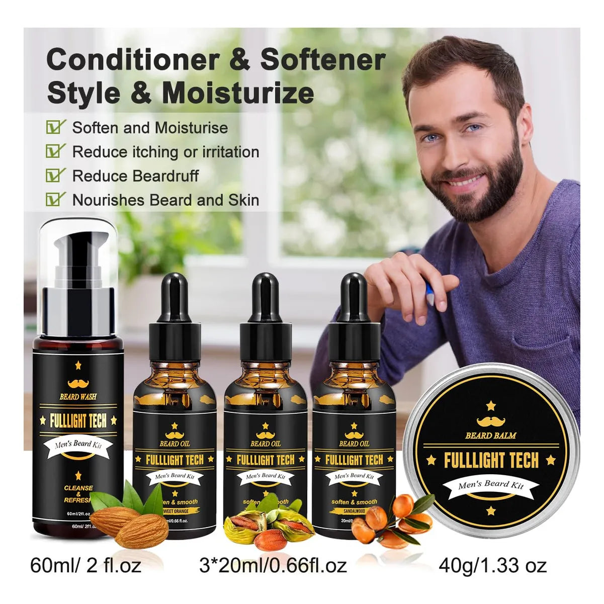 Kit De Barba Hombre Cuidado Intenso Con Lavado Hidratante Y Aroma Premium