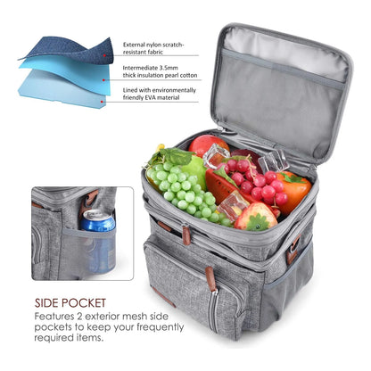 Lonchera Termica Aislamiento Grande Miycoo Gris 15L Impermeable