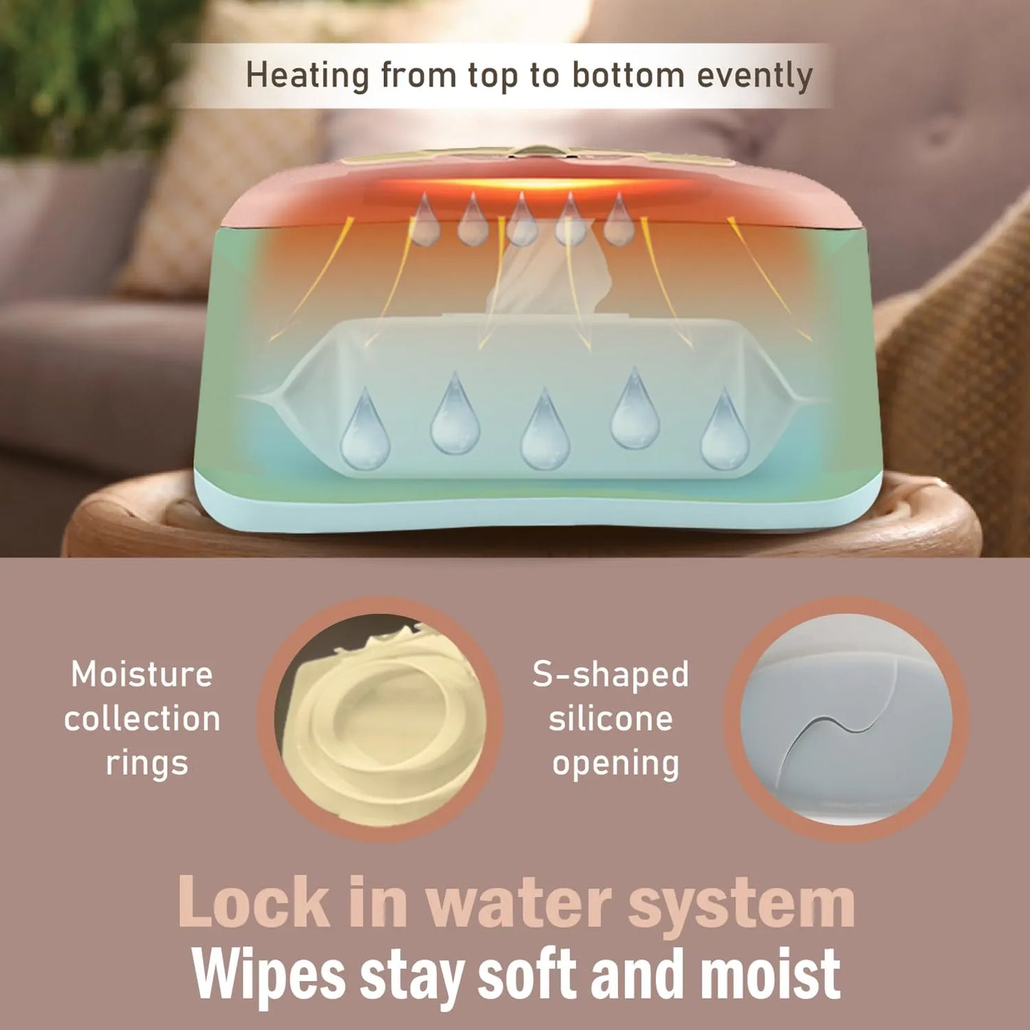 Calentador De Toallitas Húmedas Para Bebé Con Dispensador Y Soporte Temperatura Perfecta