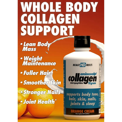 Micropéptidos De Colágeno Líquido AminoSculpt 828 Ml Sabor Crema De Naranja Para Piel Cabello Y Uñas