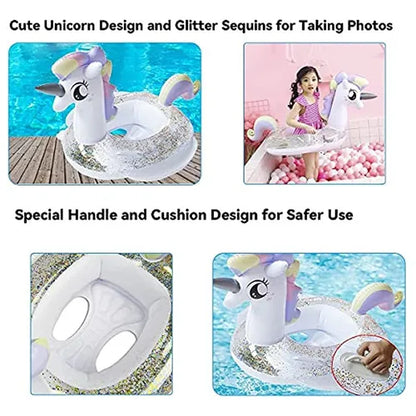 Flotador De Piscina Infantil Cicitoywo Unicornio Brillante Seguro Y Portátil