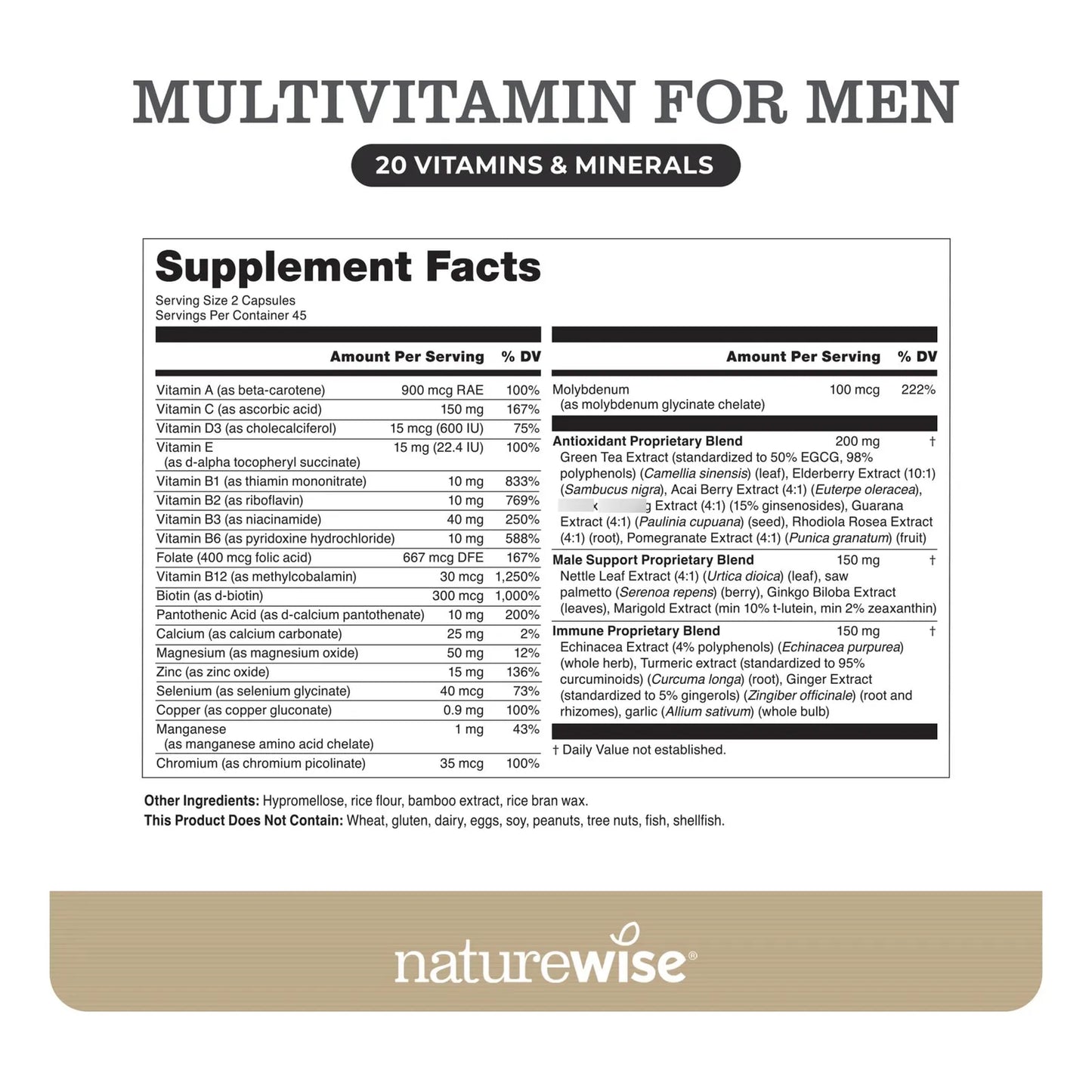 Multivitamínico Masculino Premium Con Vitaminas A C D Complejo B Y Extractos Herbales 90 Cápsulas