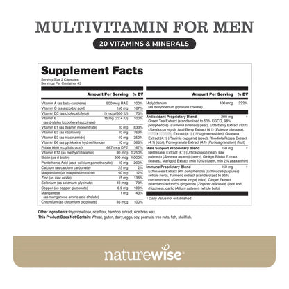 Multivitamínico Masculino Premium Con Vitaminas A C D Complejo B Y Extractos Herbales 90 Cápsulas